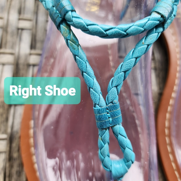 NWOT LAUREN RALPH LAUREN    ALEXA TURQUOISE BRAIDED LEATHER SANDALS - SI… - Picture 7 of 9